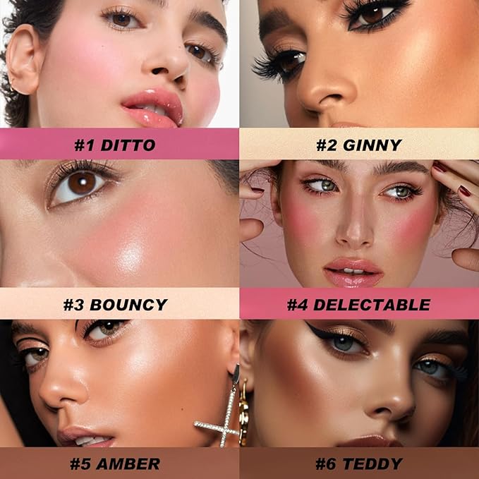 6 Colors Cream Contour Sticks Set, Shades with Highlighter, Bronzer and Blush, Double Ended Contour Sticks for Cheeks,Long Lasting, Waterproof and Matte Finish Makeup Kit (SET A)