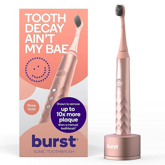 Burst Original Sonic Electric Toothbrush for Adults (Rose Gold) | Soft Bristle Clean Deep, Stain & Plaque Removal | 3 Modes: Teeth Whitening, Sensitive & Massage