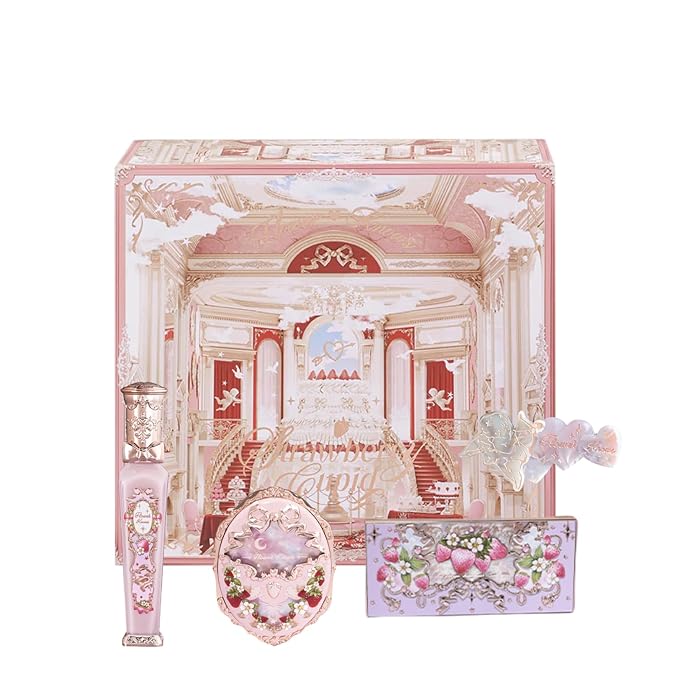 Flower Knows Violet Magic 5 Pack Makeup Gift Set,Lip Gloss*1+Blush*1+Eyeshadow*1+Hair Clip*1+Gift Box*1,Perfect Makeup Gift for Girls & Women