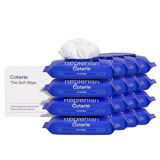 Coterie Baby Soft Wipe for Sensitive Skin, Hydrating Moisturizers and Emollients, Made with Cotton, Plant-Based & Plastic-Free Fibers, Hypoallergenic, Clean Gentle Baby Essentials, 16 Pack, 896 Count