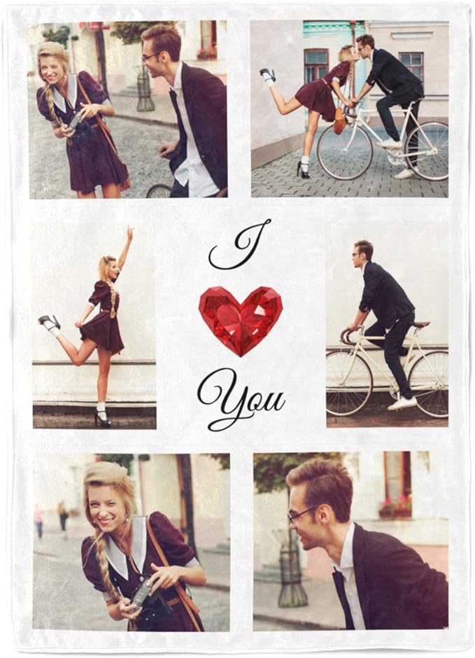 I Love You Gifts for Couples, Custom Blanket with Photos, Personalized Blankets with Pictures, Photo Blankets Using My Own Photos, Personalised Gifts for Girlfriends, Boyfriends