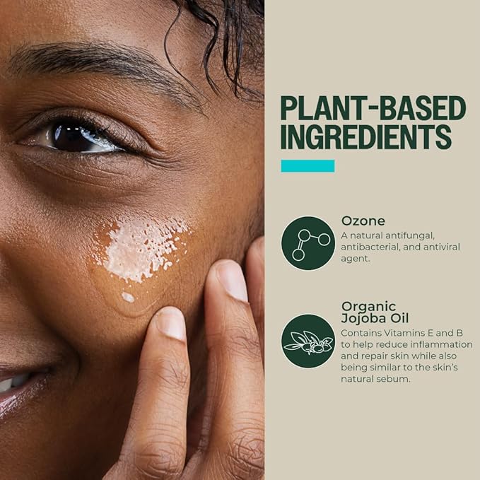 PurO3 Ozonated Jojoba Oil – Pure, Natural, Organic Skincare for Face & Body – Oxygenated Healing Lotion, Moisturizer & Beauty Cream in a Glass Jar – O3 Therapy Salve, 2 oz