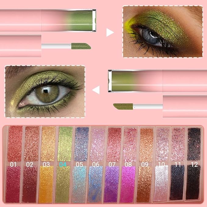 evpct Dual-Ended Shimmer to Glitter Liquid Eyeshadow, Shimmer and Glitter eyeshadow makeup in one stick, Easy Style Formula, Waterproof & Long Lasting Eye Shadow, 04#