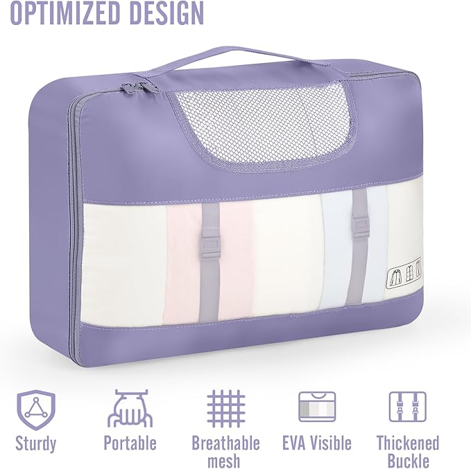 Veken 10 Set Packing Cubes for Travel Essential, Suitcase Organizer Bags in 4 Sizes, Carry-On Luggage Accessories with Large Laundry & Hanging Toiletry Bag, Must-Have for Airplane, Road Trip & Camping