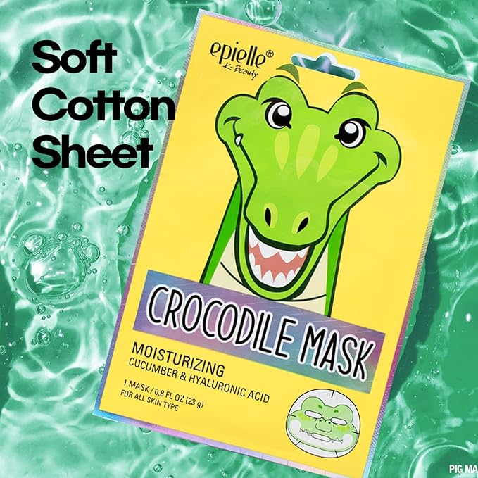 Epielle Animal Character Sheet Masks 6 Pack, Moisturizing & Hydrating Face Mask with Hyaluronic Acid & Fruit Extract, Korean Skin Care, Girls Spa Party Favors, Sleepover, Self Care Gifts for Women