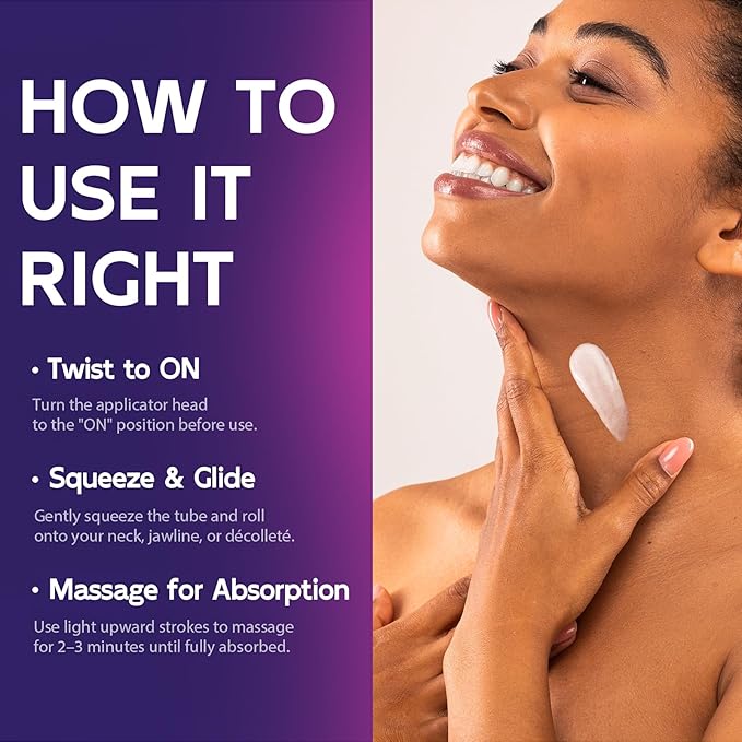 Firming Neck Cream with Retinol, AH-8 Hexapeptide Collage, Firm Sagging Skin on the Neck and Décolleté, Promote Skin repair, Neck Firming Cream with Massage Roller, Value Size 4.3 fl oz