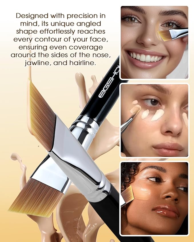 EIGSHOW Flat Foundation Brush, Vegan Synthetic Bristles, Streak Free Application, Face Makeup Brush For Blending Liquid, Cream, Face Mask (E870B)