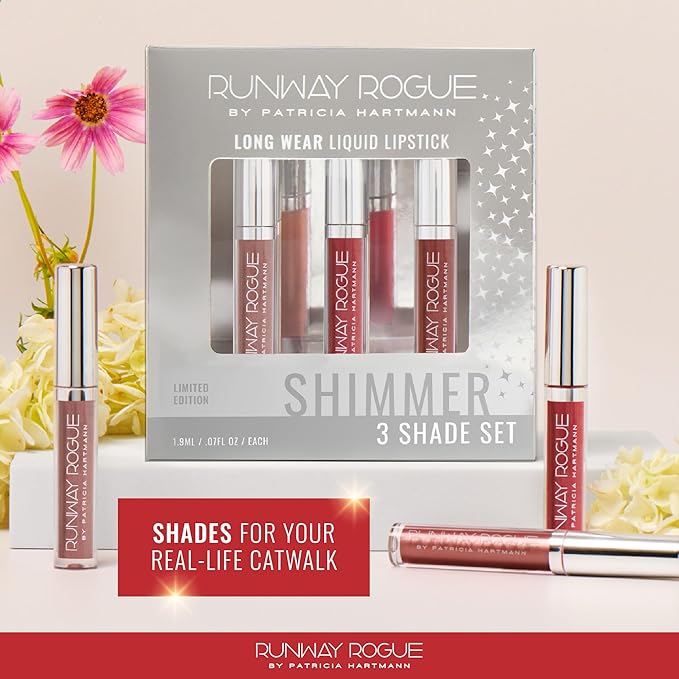 Runway Rogue Try Me x 3 Mini Long Wear Limited Edition Liquid Lipstick Set, Sunset Trio (‘Soft Light’, ‘Day Rate’, ‘Film Noir’)