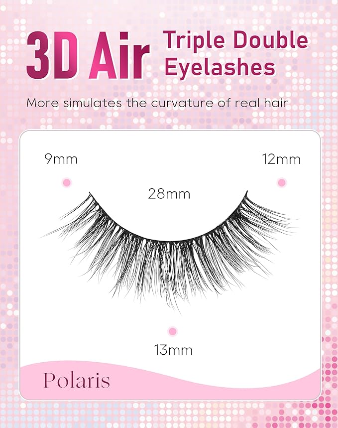 Frihappy Fake Eyelashes Eyelashes Cat Eye Lashes Wispy Natural Lashes Strip Lashes Mink Lashes 13mm Lashes 3D Air-Polaris