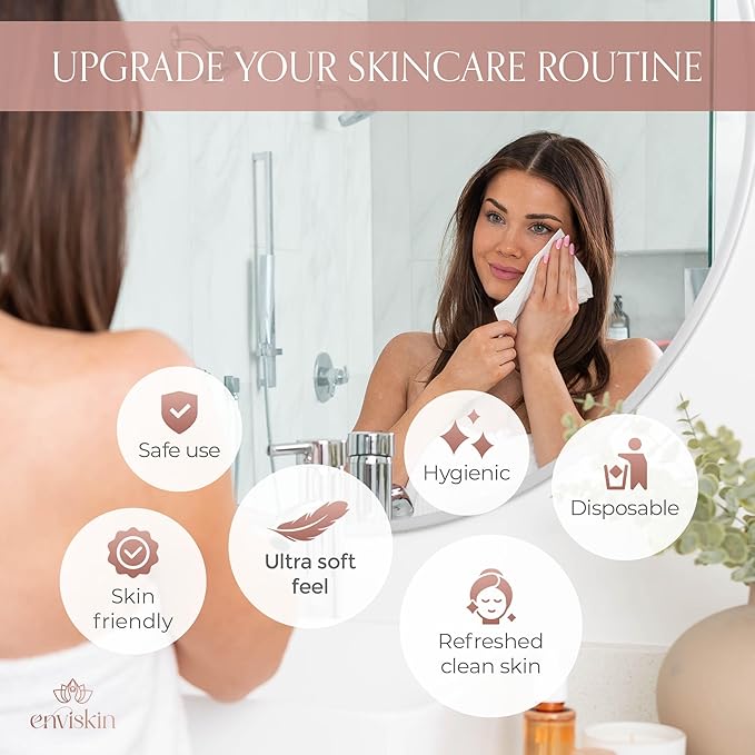 50 Disposable Face Towels Plant-Based Makeup Remover Wipes for Sensitive Skin - XL Ultra Soft Single-Use Dry Facial Towellettes for Daily Skincare Routine, Extra Large Clean Washing Cloths (10"x12")