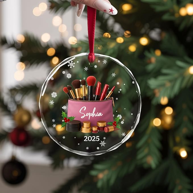 Personalized Makeup Tools Christmas Ornament 2025, Makeup Box Christmas Ornament Gift for Makeup Artist, Christmas Tree Decor for Makeup Shop, Gift for New Makeup Coworkers (Makeup 6)