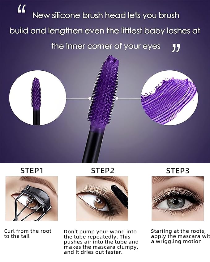 5D White Mascara Volume and Length, Longlasing Waterproof Colored Fiber Mascara for Eyelashes,Volumizing Curling Eye Lashes rimel de pestañas,Christmas Eye Makeup Gift for Women Girl Cosplay Stage Use