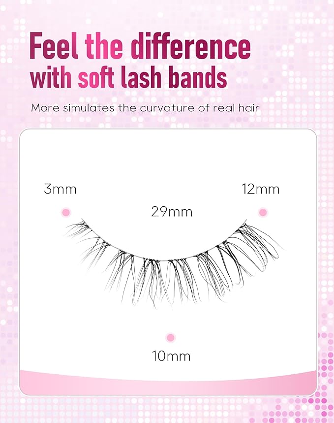 Frihappy Eyelashes Natural False Eyelashes Wispy Eyelashes Natural Look Eye Lashes Wispy Fake Lashes Clear Band Lashes FRH-21