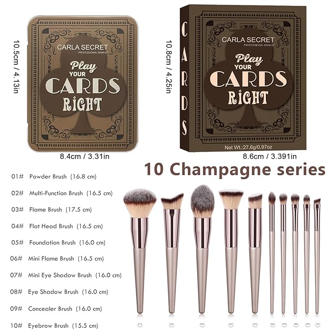 12 Colors Makeup Palette & Brush Set, Professional Eyeshadow, Blush, Highlighter, Contour Kit with 10 Champagne Gold Brushes, Cruelty-Free, Vegan, Travel-Friendly, for Beginners Pros