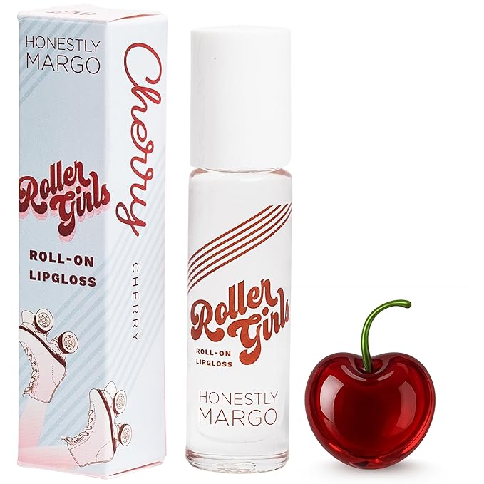 Honestly Margo Roller Girl Roll-On Lip Gloss (Cherry Cherry, 2 Pack) – Lip Gloss for Women with Hydrating Vitamin E & Moisturizing Shine, Refreshingly Lightweight Your Lip Stain, Non Stick Gloss