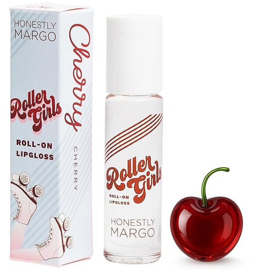 Honestly Margo Roller Girl Roll-On Lip Gloss (Cherry Cherry, 2 Pack) – Lip Gloss for Women with Hydrating Vitamin E & Moisturizing Shine, Refreshingly Lightweight Your Lip Stain, Non Stick Gloss