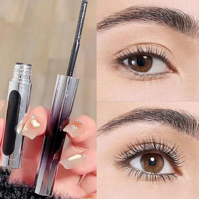 Iron Wand Mascara, Brushless Metal Wand Mascara Black Washable Metal Mascaras, Waterproof Long-Lasting 3D Curling Eyelash Iron Mascaras with No Flaking (Brown)