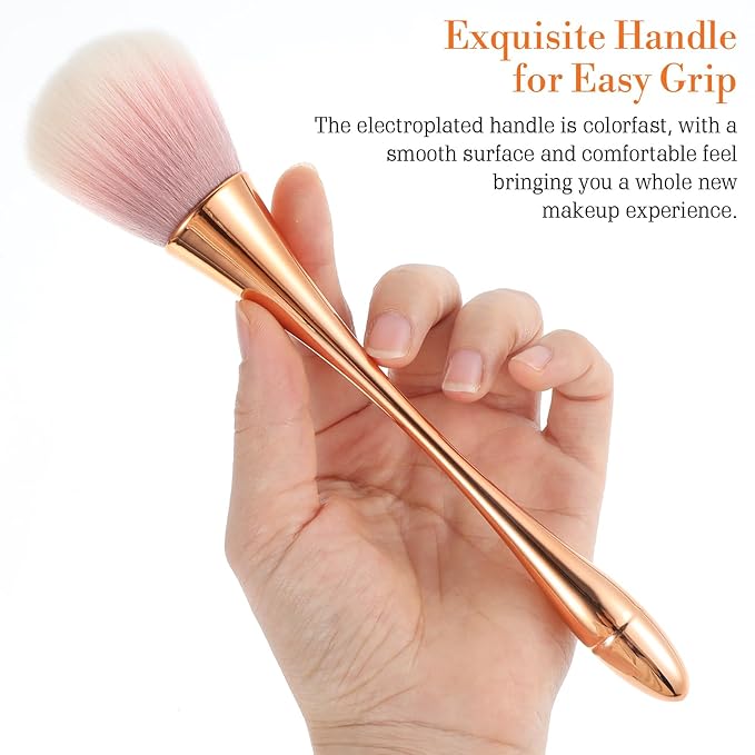 4 Pcs Super Large Mineral Powder Brush Soft Bronzer Makeup Brushes Large Fluffy Powder Brush Professional Foundation Brushes for Daily Coverage Loose Blending Buffing Clean Up Nail