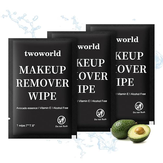 Makeup Remover Wipes Bulk Individually Wrapped,Travel Makeup Wipes Gentle for Face Cleansing Mascara Lipstick Travel Hotel（black,pack of 100)