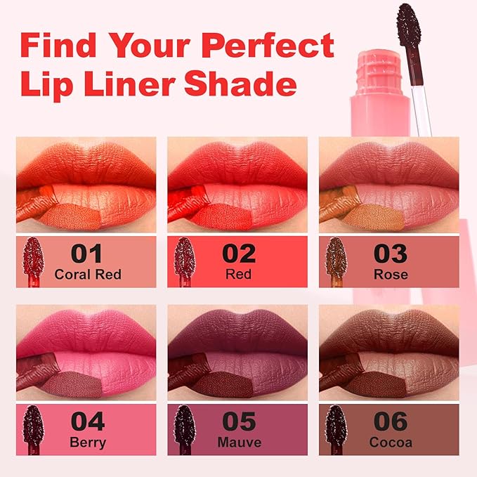 Lip Liner - Lip Stain Peel Off Moisturizing Long-Lasting & Waterproof Transfer Proof & Plumping, Non-Stick Cup Lip Liner Stain Tint For All Skin Types (Berry, 1 PCS)