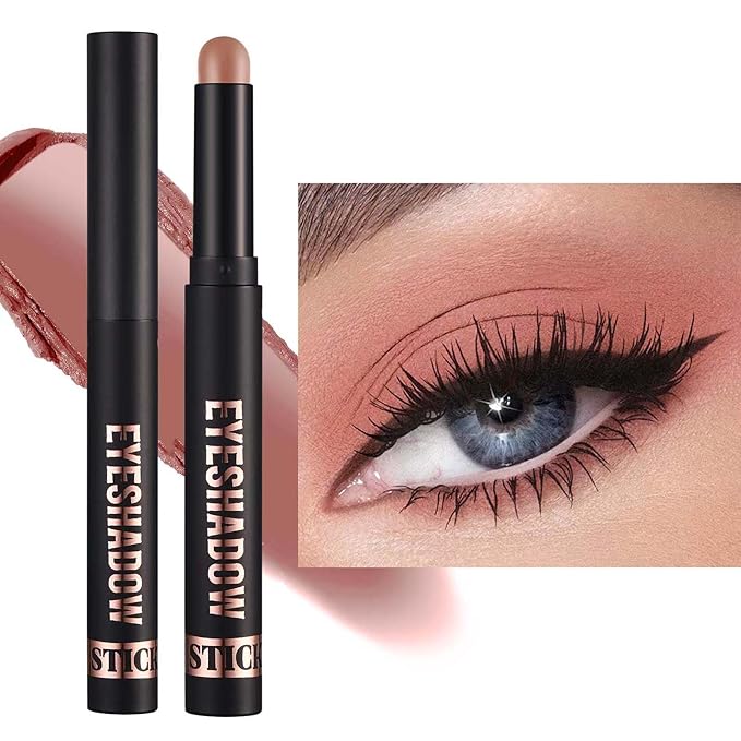 Warm Brown Eyeshadow Stick Shimmer Eyeshadow Pencil Crayon, Hypoallergenic Waterproof Long Lasting Eye Shadow Stick Makeup, Women Multi-Dimensional High Pigment Eye Highlighter Pen(12#)