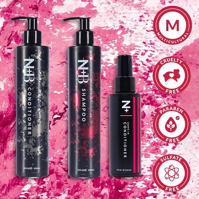 N+B Bundle - Shampoo, Conditioner, and Leave-In Treatment | Sulfate-Free | Paraben-Free | Strengthens and Hydrates | For All Hair Types | USA Made