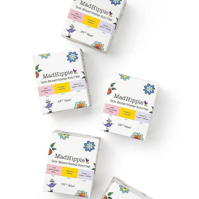 Mad Hippie Skin Brightening Kit – Vitamin C Serum, AHA Exfoliating Peel + Triple C Night Cream, Travel Essentials