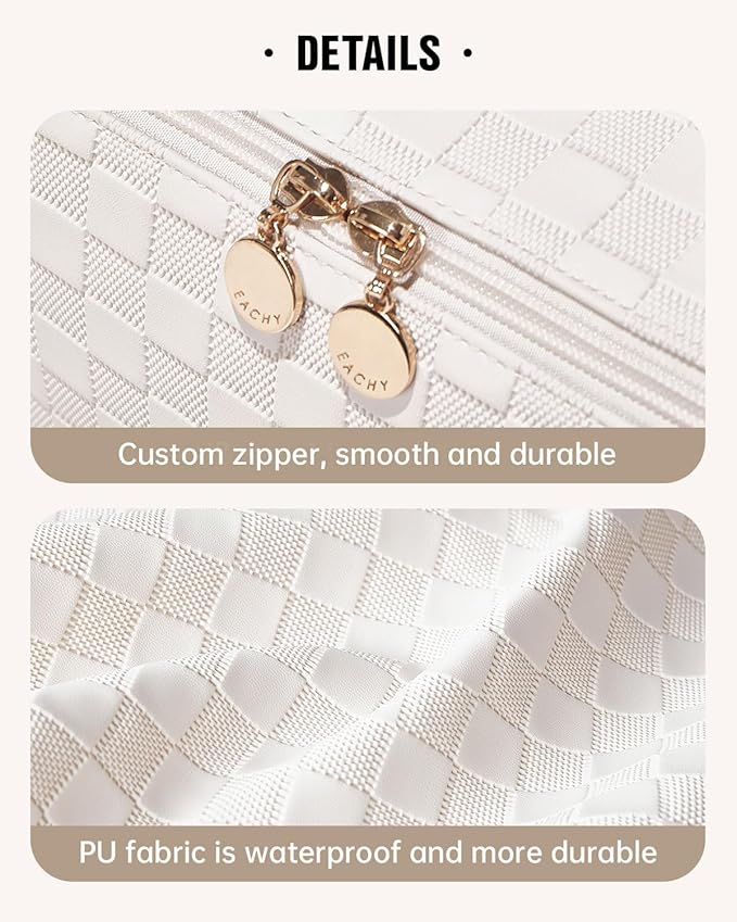 EACHY Travel Makeup Bag,Large Capacity Cosmetic Bags for Women,Waterproof Portable Pouch Open Flat Toiletry Bag Pattern Makeup Bag