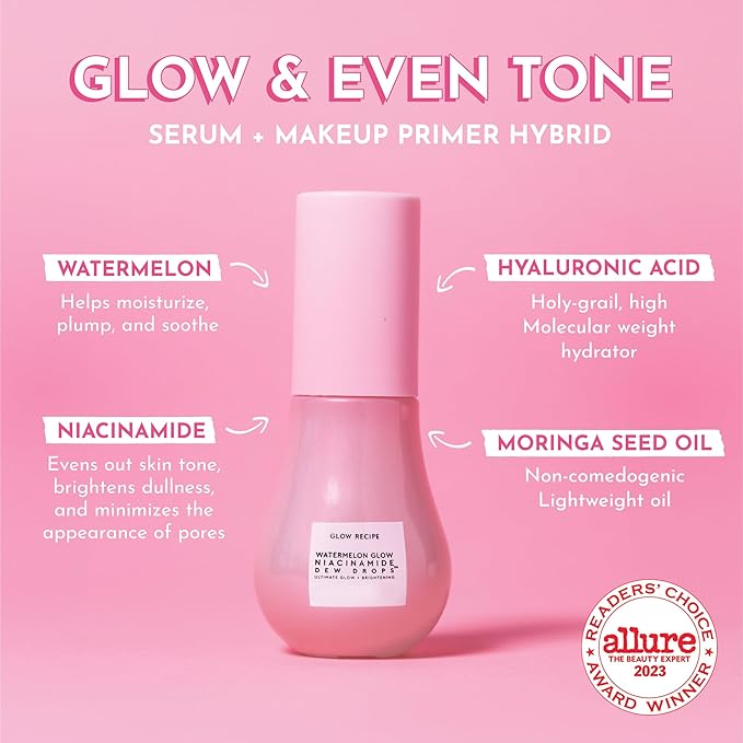 Glow Recipe Back to School Essentials Kit - Watermelon Toner (40ml) + Dew Drops (15ml) + Blur Drops (5ml) + Pink Juice Moisturizer (25ml) + Watermelon Mist (75ml)