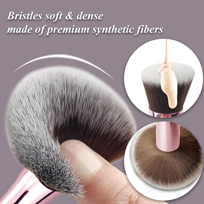 4 in 1 Makeup Brush Set - All in One Powder/Blush, Foundation, Blending & Eyeshadow Brushes, Compact & Travel Essential