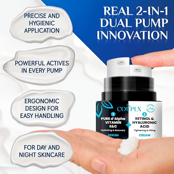 2-in-1 Neck Firming Cream & Face Moisturizer for Women, Anti-Aging Retinol Cream with Vitamin E & C Serum, Skin Tightening Face Lotion for Neck & Face, 2 fl oz