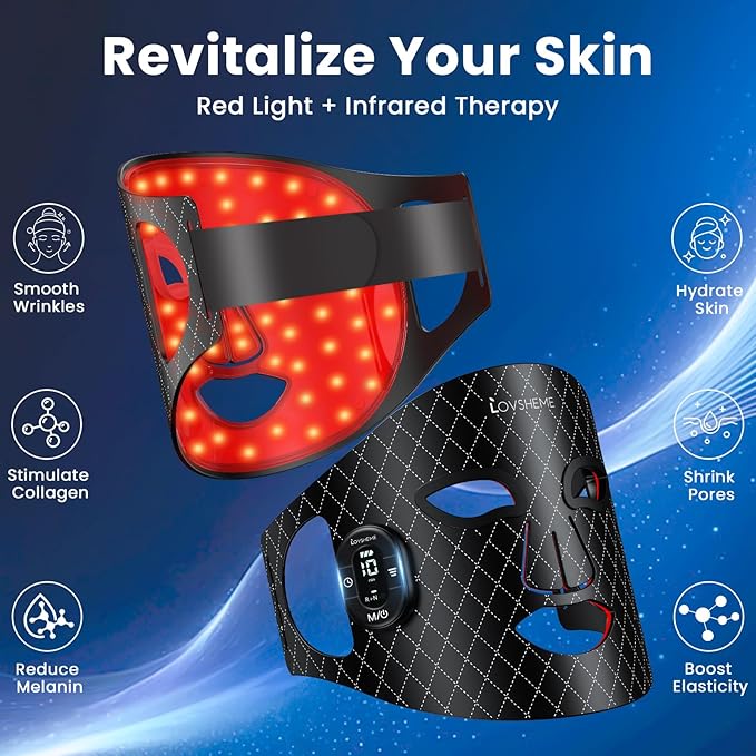 Red Light Therapy for Face – Wireless Red Light Therapy Mask LED Face Mask Light Therapy with 320 LEDs, 3 Modes, Skin Rejuvenation, Anti-Aging Skincare Ideal Beauty Gift for Women & Men