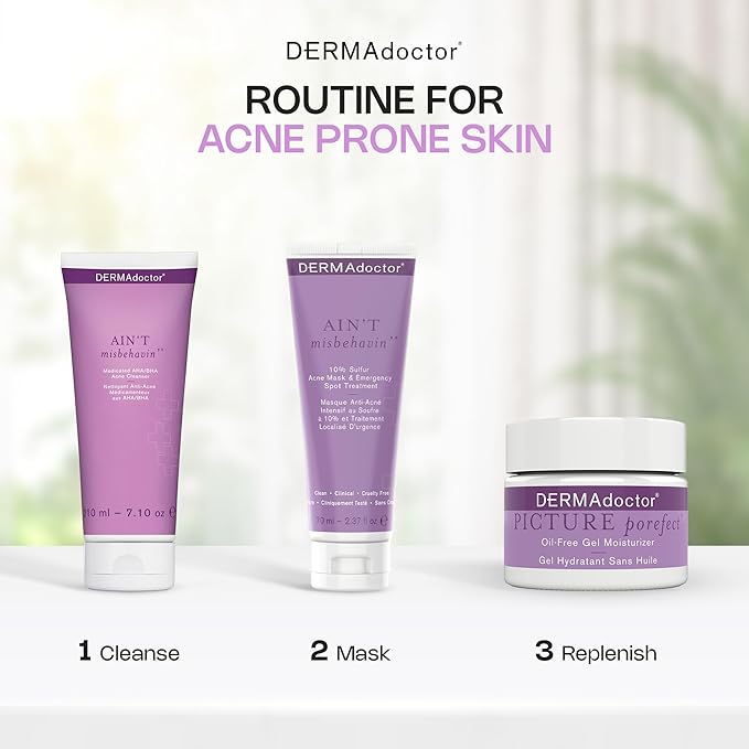 DERMAdoctor Sulfur Acne Treatment - Clay Mask & Acne Spot Treatment | Face Mask Blackhead Remover - Bentonite Clay Detox | Non-Irritating Non-Drying Calming & Soothing with Natural Exfoliants - 2.3 Oz