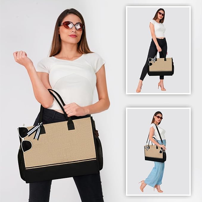 TOPDesign Personalized Initial Canvas Tote Bag, for Wedding, Birthday, Beach, Perfect Gifts for Women, Mom, Teachers, Friends