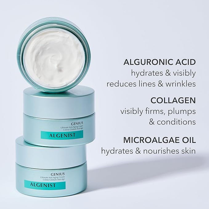Algenist GENIUS Ultimate Anti-Aging Face Cream - Restoring Collagen Cream to Smooth, Brighten + Help Improve Skin's Radiance - Formulated with Patented Alguronic Acid and Microalgae Oil (1 oz)