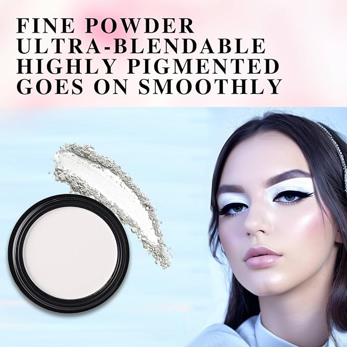 MEICOLY White Single Eyeshadow,Pressed Powder Matte Eye Shadow for Halloween SFX Mime Cosplay Makeup,White Cream to Powder Foundation for Makeup,High Pigment Eyeshadow for Day & Night