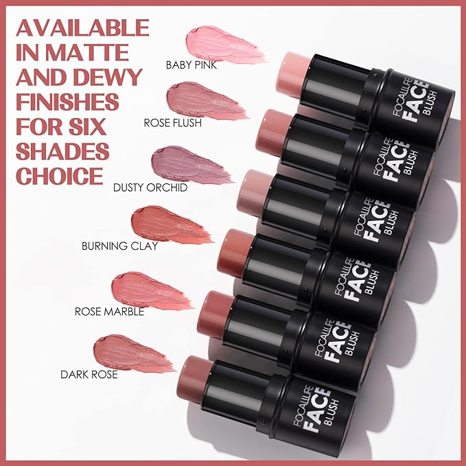 FOCALLURE Cream Blush Makeup,Buildable Blush Stick for Cheeks,Matte and Dewy Finish,Long Wearing,Easy Application,Lightweight Multi Stick,BURNING CLAY