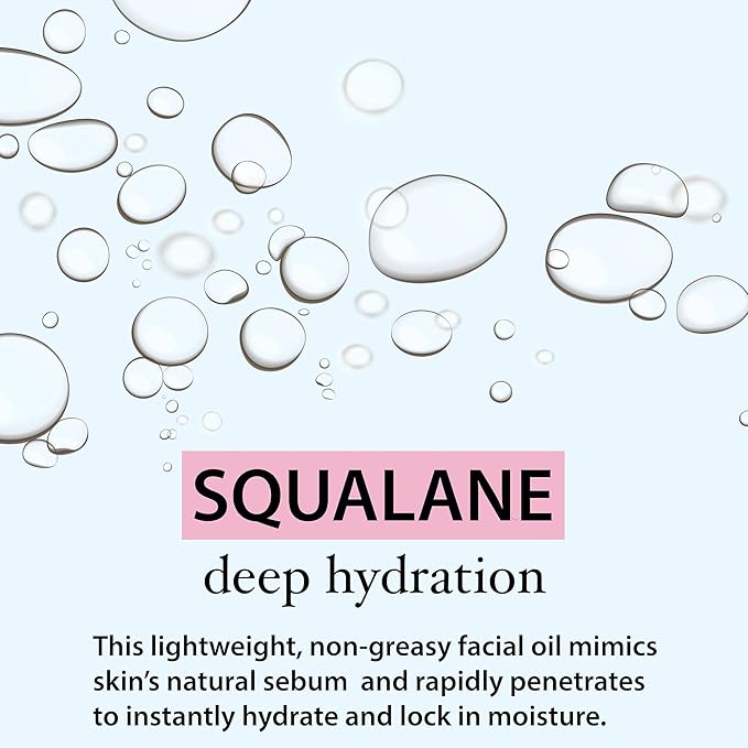 Amara Beauty Squalane Oil Moisturizer with 100% Pure Plant Derived Squalane for Face, Body, Skin and Hair - Face Oil 2 fl. oz.