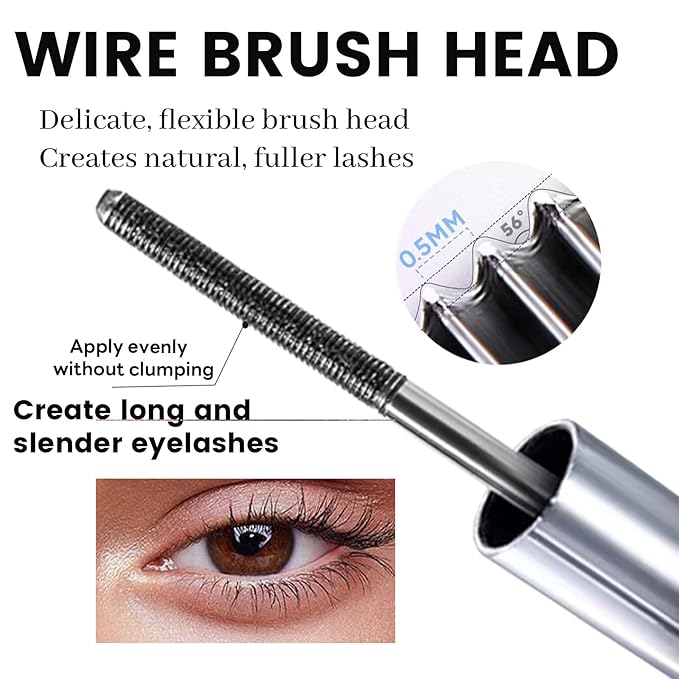 Iron Wand Mascaras - Lengthening, 2025 Upgraded Waterproof Metal Wand Mascaras, 3D Curling Eyelash Iron Mascara, Waterproof, Smudge-Proof, Long Lasting, No Flaking, No Clumping (Black, 1)