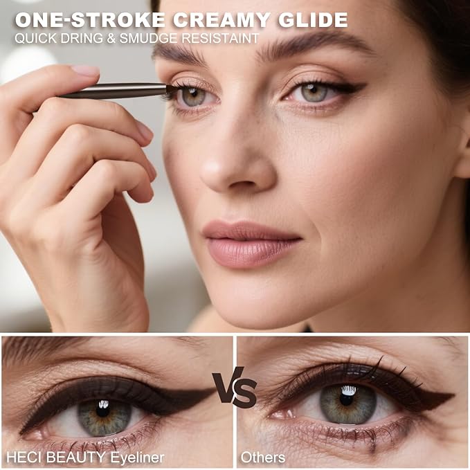 Sharpenable Gel Eyeliner Pencil, Multi-Use Longwear Eyeliner Pencil, Ultra-Smooth Tip Eye Makeup with Up to 24HR Wear, Waterproof & Smudge-Proof - Dark brown