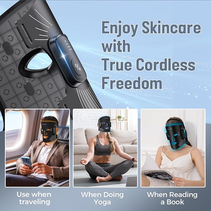 Red Light Therapy for Face – Wireless Red Light Therapy Mask LED Face Mask Light Therapy with 320 LEDs, 4 Modes, Skin Rejuvenation, Ideal Beauty Gift for Women & Men