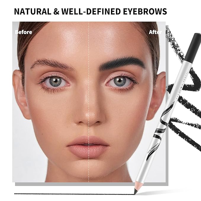 Boobeen 12 Packs Eyebrow Pencils with Soft Brush 2-in-1 Natural Waterproof Eyebrow Pen Long-lasting Brows Makeup, Black Eye Brow Pencil Set Eye Brow Liners