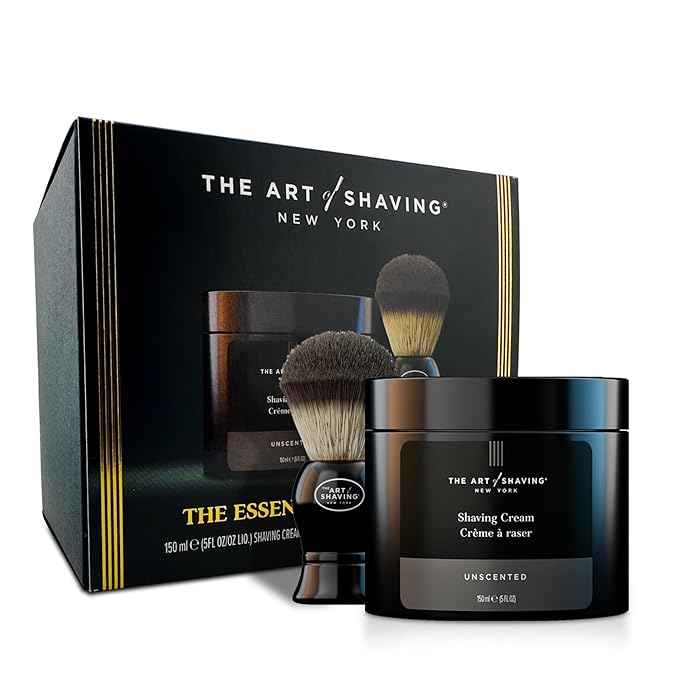 The Art of Shaving Icon Duo Kit – Unscented Shaving Cream (5 oz) and Shaving Brush – Prevents Shaving Burn for the Perfect Shave – Safe for Sensitive Skin