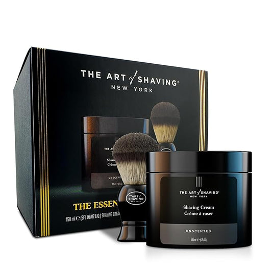 The Art of Shaving Icon Duo Kit – Unscented Shaving Cream (5 oz) and Shaving Brush – Prevents Shaving Burn for the Perfect Shave – Safe for Sensitive Skin