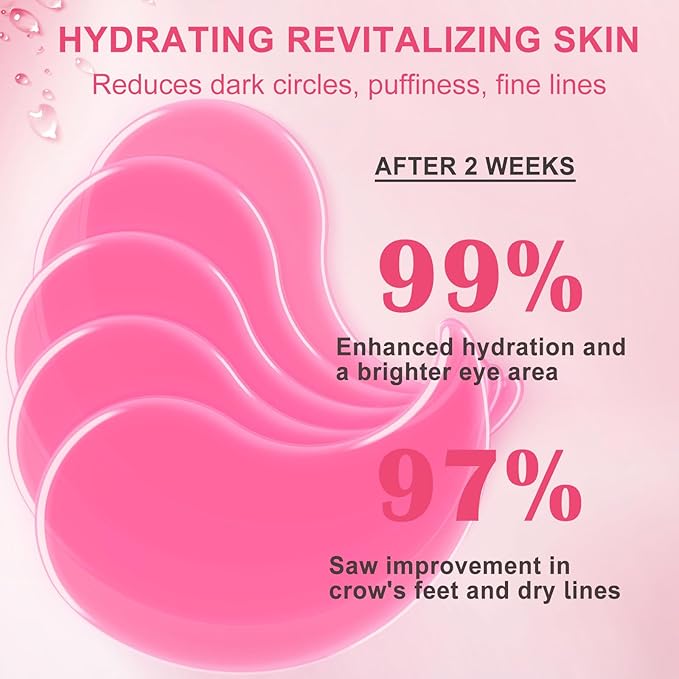 Eye Mask - 15 Pairs Rose Under Eye Patches Skin Care Products - Eye Masks Skincare for Dark Circles and Puffiness, Reduce Wrinkles, Eye Bags and Fine Lines, for Women and Man, with Hair Clips