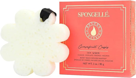 Spongelle Grapefruit Cassis Wild Flower Loofah Buffer with Box | Bath & Shower Loofah for Women | Body Scrubber Exfoliator with Body Wash Infused Sponge | 14+ uses | Zesty Grapefruit, Cassis & Vanilla