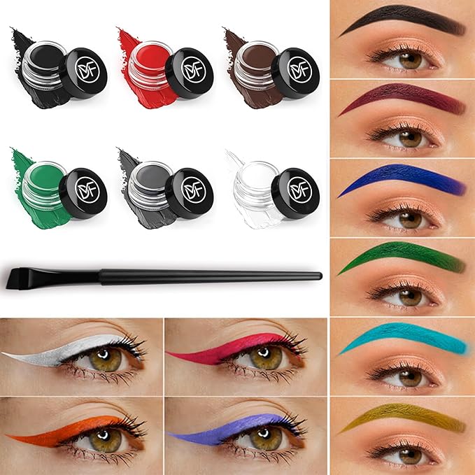 Eyeliner Gel Set,Long Lasting Waterproof High-Intensity Pigments Smudge-Proof Eye liner Makeup With 5.51 IN Long Eyeliner Brush Water-Resistant Creamy Gel 5G-Red