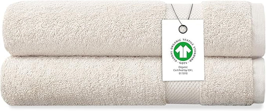 Delara Organic Cotton Luxuriously Plush Hand Towel Pack of 2 | GOTS & OEKO-TEX Certified | Premium Hotel Quality Towels | Feather Touch Technology|650 GSM Long Staple|Soft, Quick Dry & Ultra-Absorbent