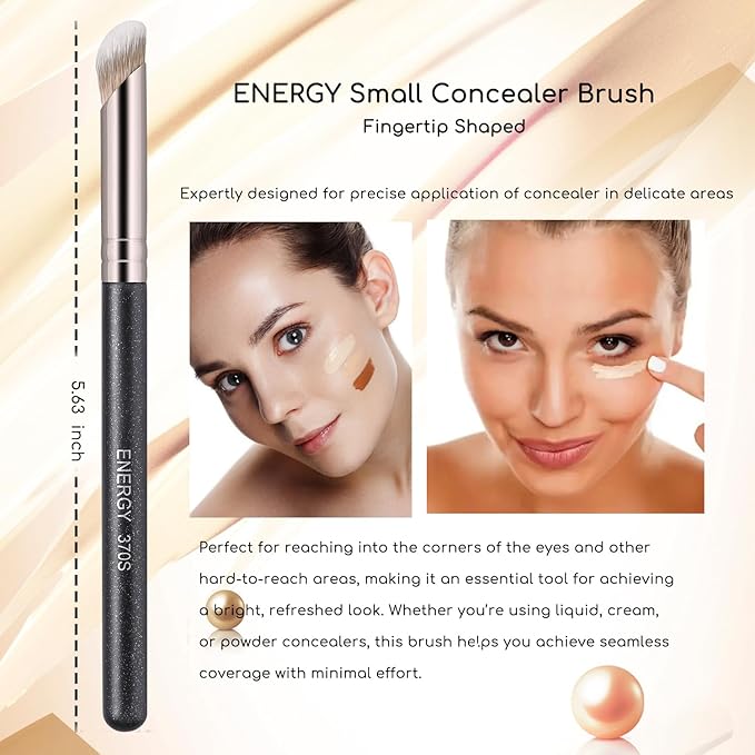 ENERGY Travel Makeup Brush Set with Bag Professional Angled Powder Foundation Bronzer Nose Contour Concealer Brushes for Liquid Cream Blending Face Make Up Applicators