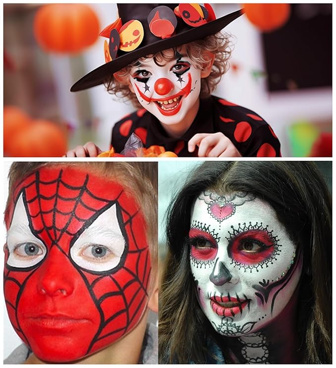 Go Ho Black and White Face Body Paint,Cream Washable Formula Face Painting for Adults Children Halloween Cosplay,Body Paint SFX Makeup Palette,Professional Skeleton Skull Face Paint